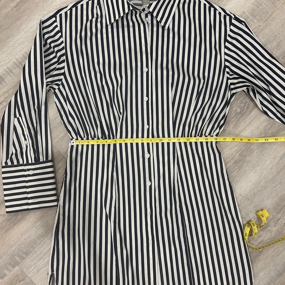 H&M Navy Striped Long Sleeve Full Buttoned Mini Dress - Picture 9 of 13
